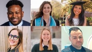 A grid of photos of our six featured graduates