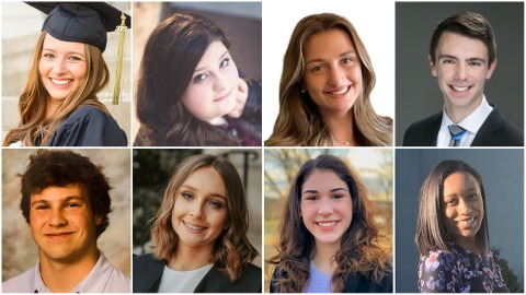 Gallery image of students that presented from left to right: Lauren Day, Madison Green, Mackenzie Hoffman, Alex Lee, Alex Prussman, Caitlin Renwick, Aleasia Ryan, Lauren Tigner